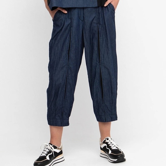 Alembika Ozai N Ku Jacket & Cropped Pants Set NWT Blue Denim Chambray Size XS - Picture 14 of 15